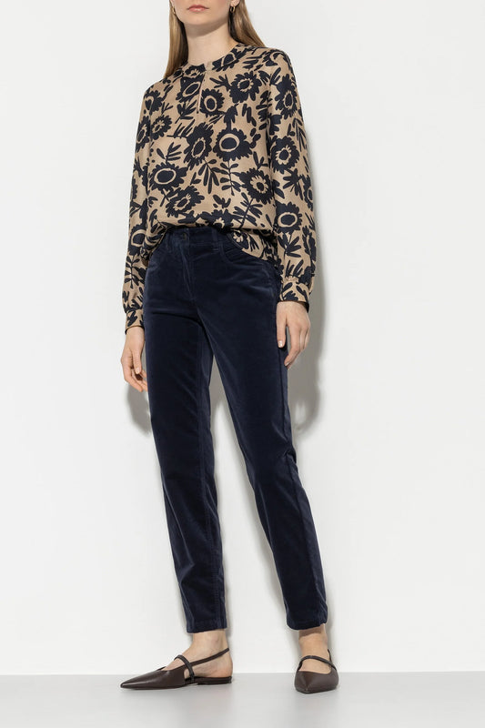 Luisa Cerano Midnight Blue Velvet Jeans