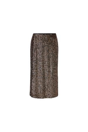 Oui Rose Grey Rock Sequin Midi Skirt