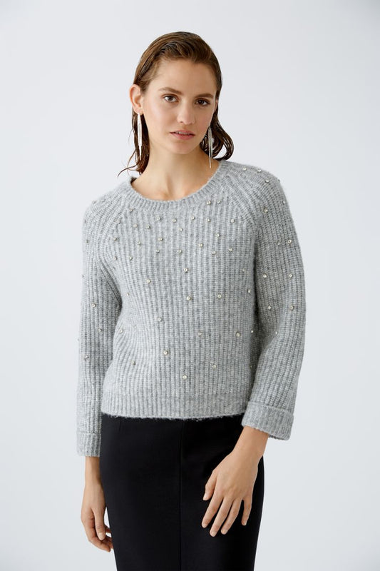 Oui Grey Jumper with Silver Detailing