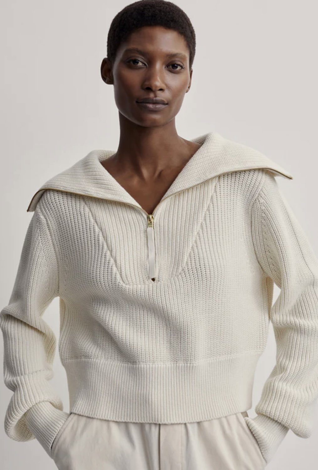 Varley Mentone Half-Zip Knit Pullover - Egret