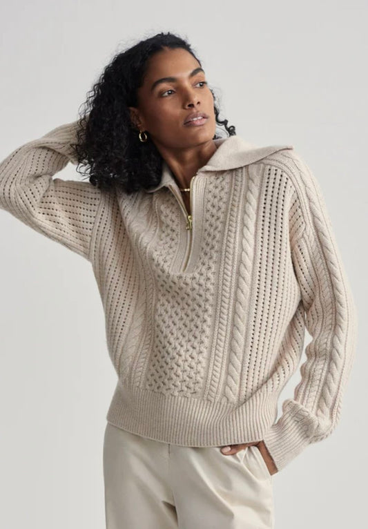 Varley Camello Relaxed Cable Half Zip