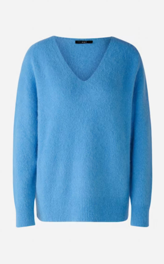 Oui Blue Pullover with Alpaca