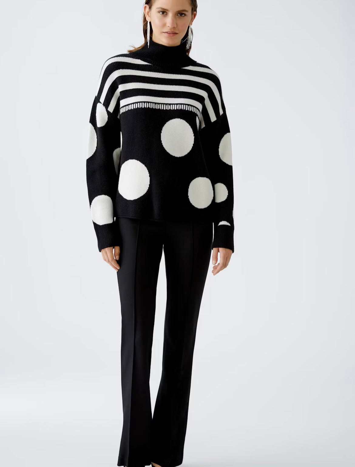 Oui Black and White Polka Dot/Stripped Jumper