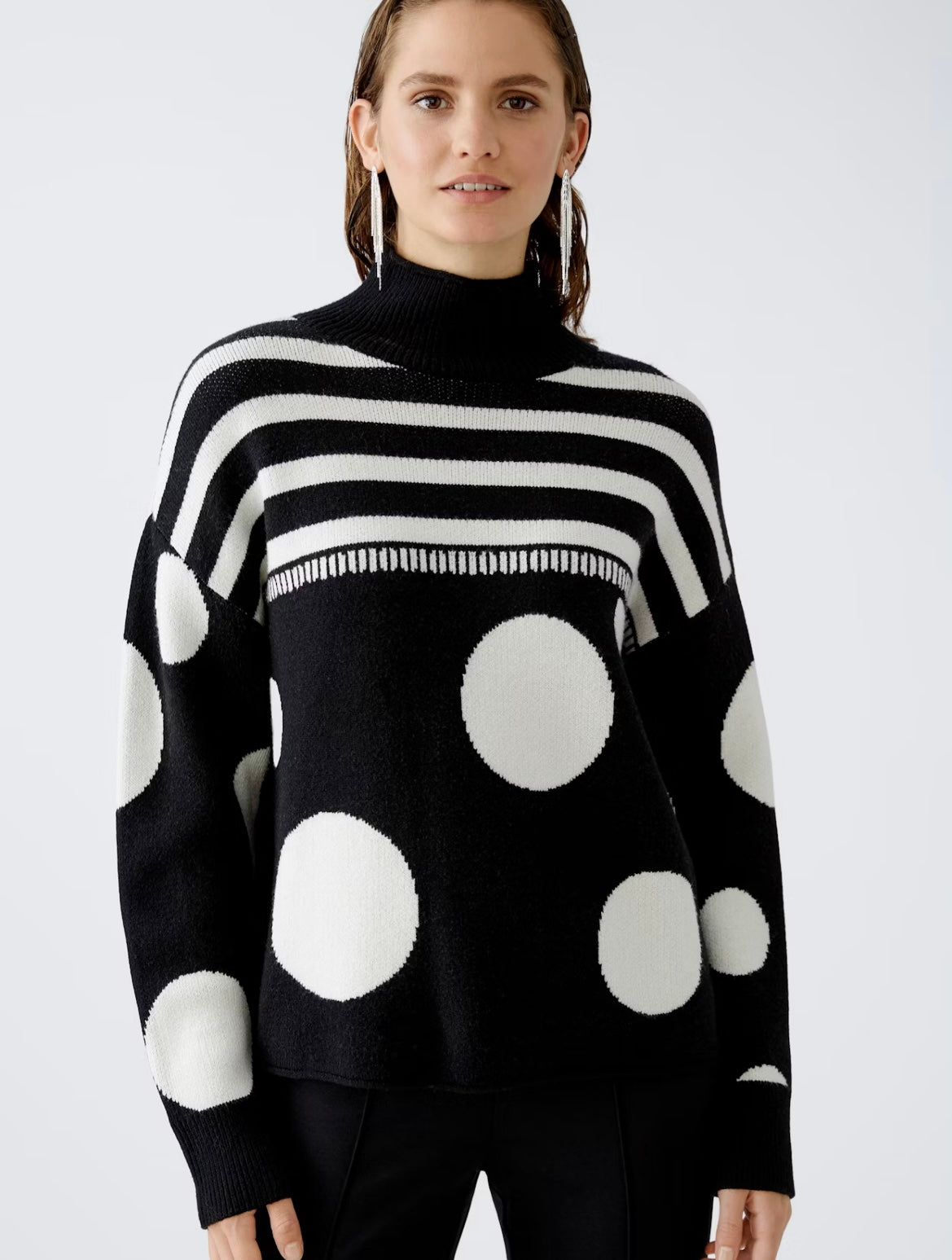 Oui Black and White Polka Dot/Stripped Jumper