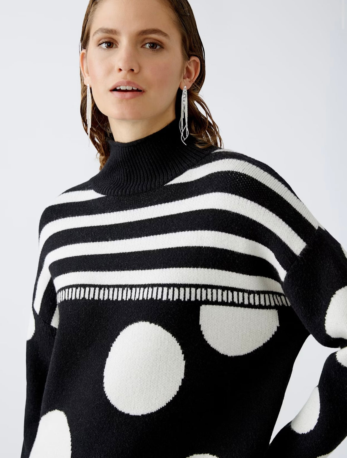 Oui Black and White Polka Dot/Stripped Jumper