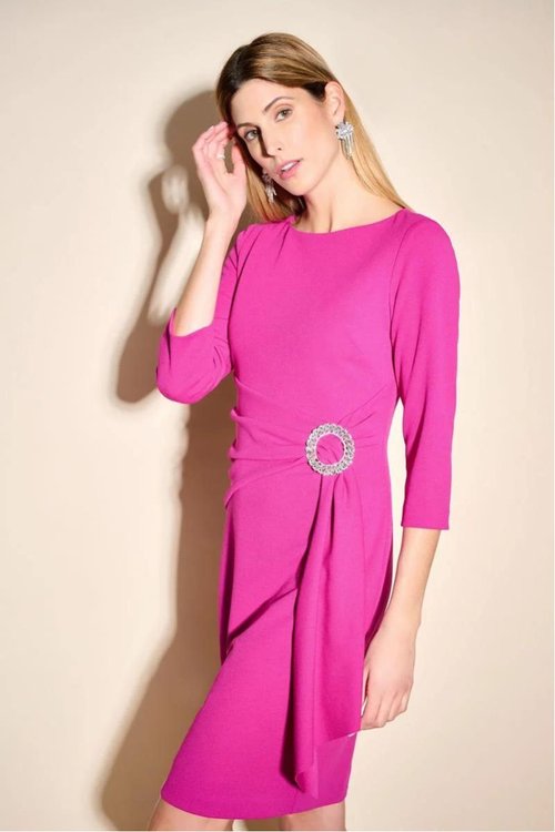 Joseph Ribkoff Pink Buckle Sheath Dress 233702